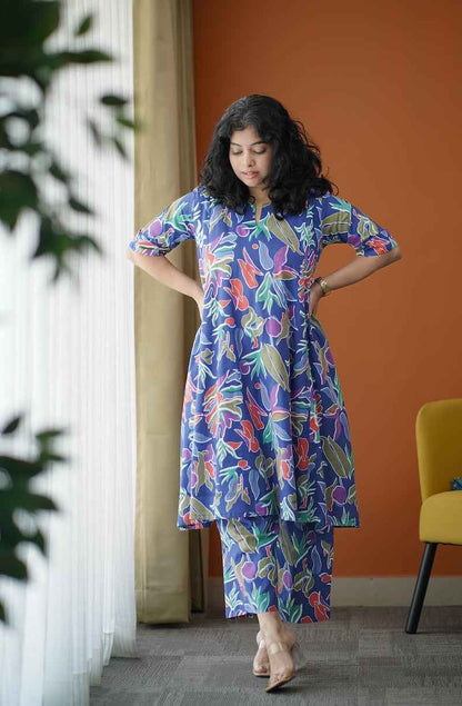 Piku tropical blue co-ord set