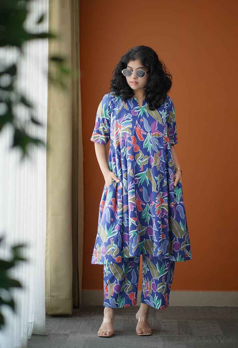 Piku tropical blue co-ord set