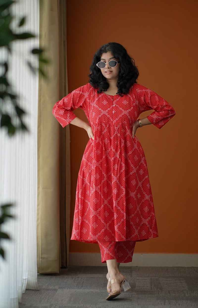 piku vibrant red co-ord set