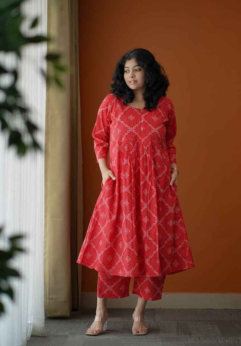 Piku Vibrant red co-ord set