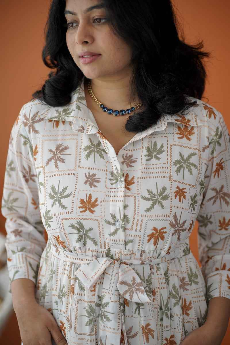 sol ivory collared georgette tier dress