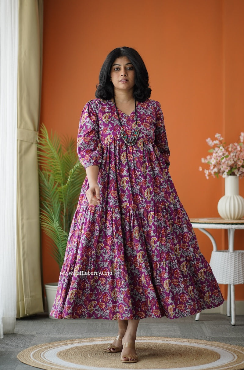 sunshine jamun cotton alia cut dress