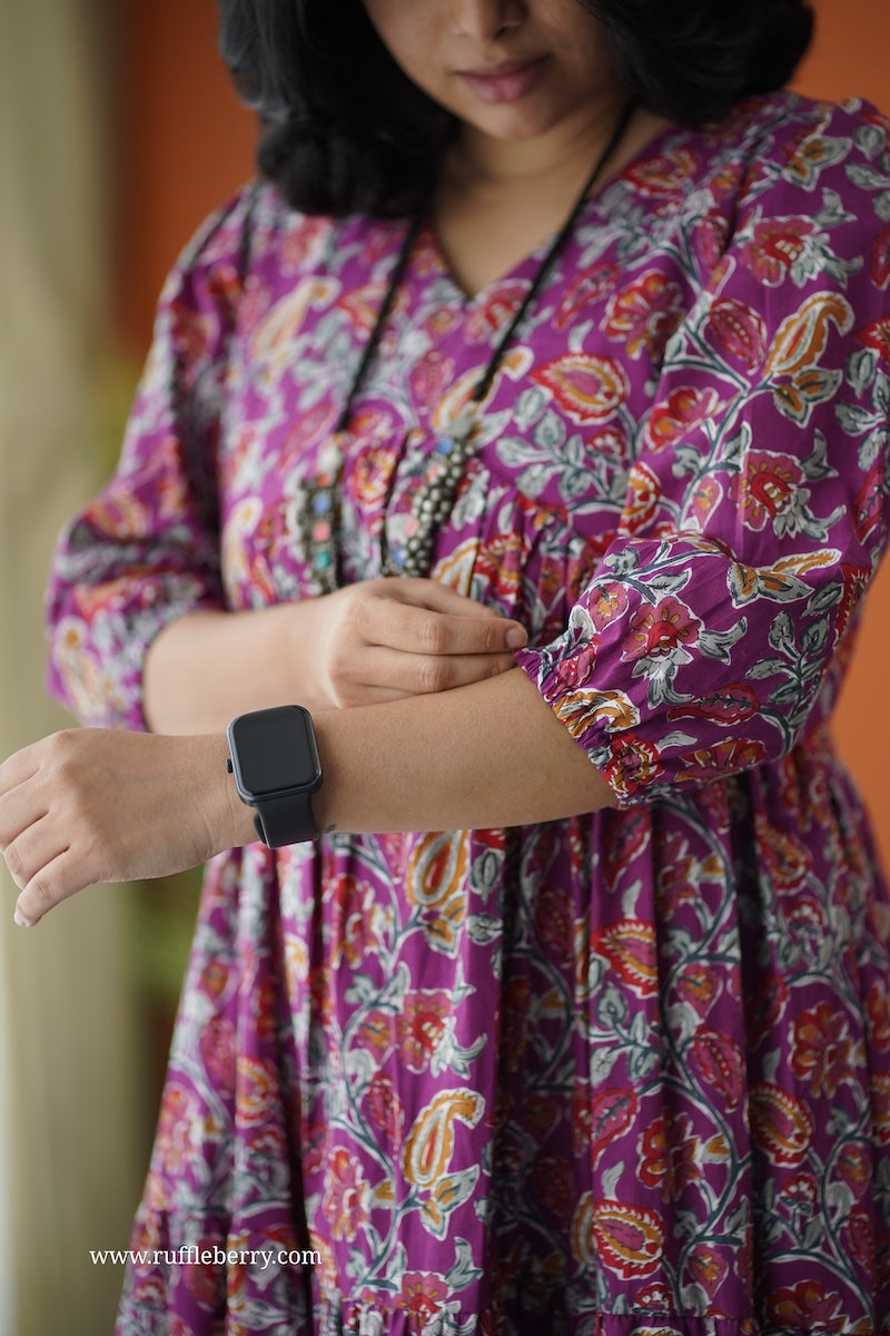 sunshine jamun cotton alia cut dress