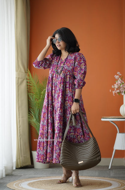 Sunshine Jamun Cotton Alia Cut Dress