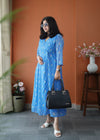 JunaLuv Blue Georgette Button Wrap Dress
