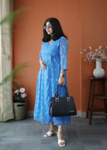 JunaLuv Blue Georgette Button Wrap Dress