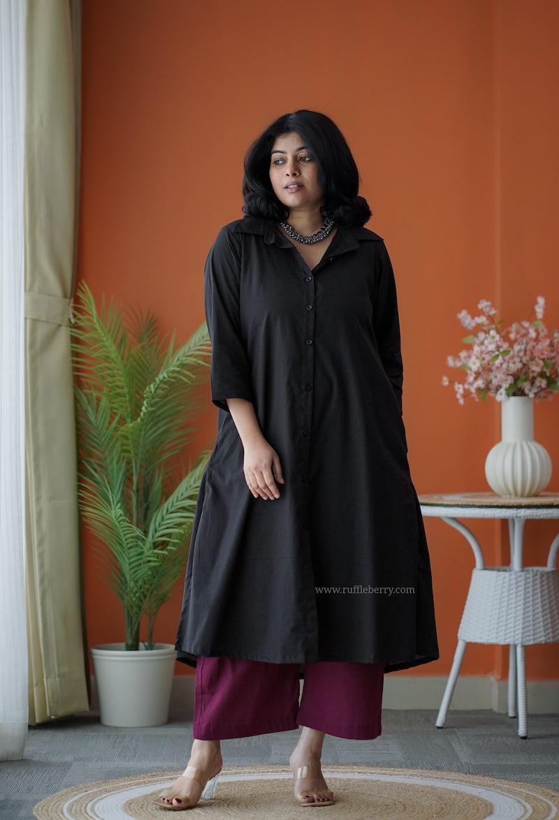 pyari black & burgundy cotton co-ord set