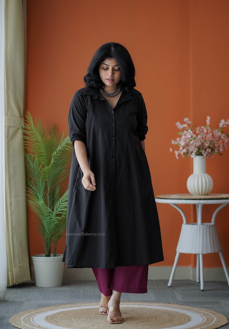 pyari black & burgundy cotton co-ord set