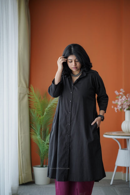 Pyari Black & Burgundy Cotton Co-Ord Set