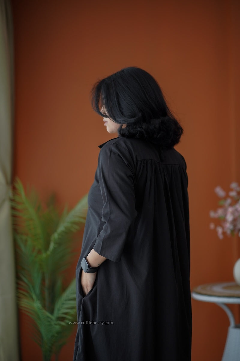 pyari black & burgundy cotton co-ord set