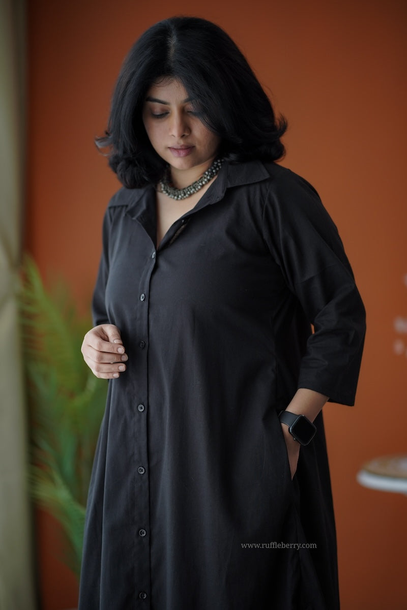 pyari black & burgundy cotton co-ord set