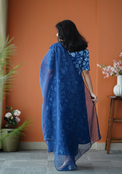 Nyra Blue  3-Piece Cotton Co-ord set