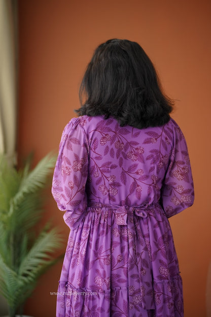 Breeze-In Violet Georgette Tier Dress