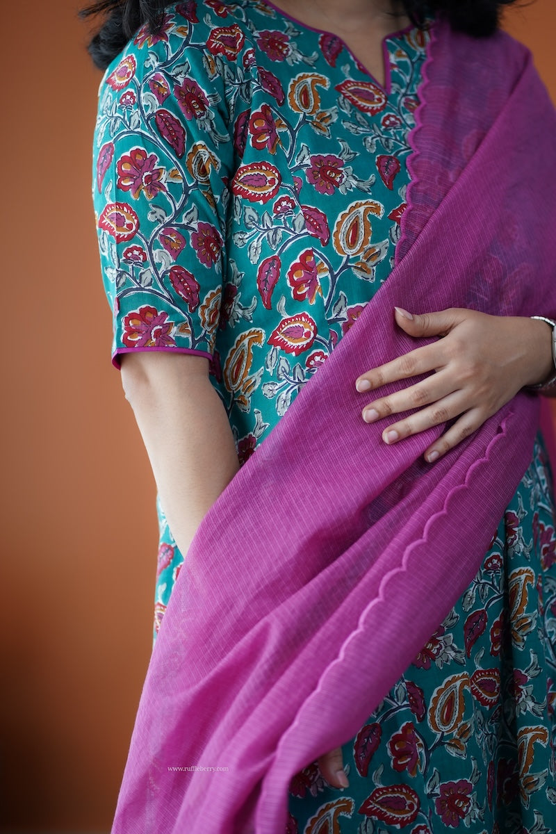 nyra green 3-piece cotton co-ord set
