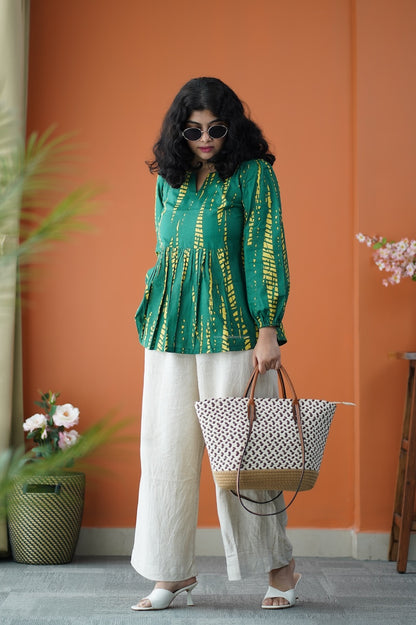 Dark Green Cotton Short Top