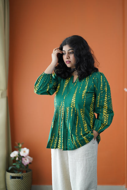 Dark Green Cotton Short Top