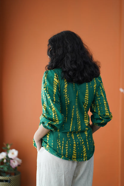 Dark Green Cotton Short Top