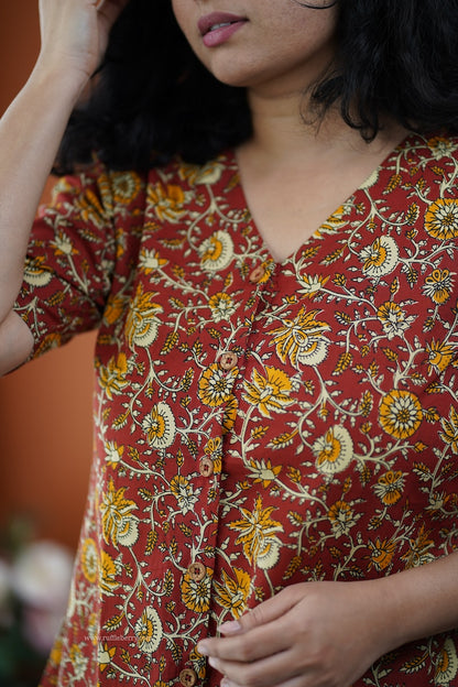 Rust Cotton Wrap Top