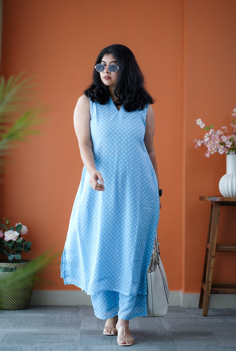 taara ice blue georgette co-ord set