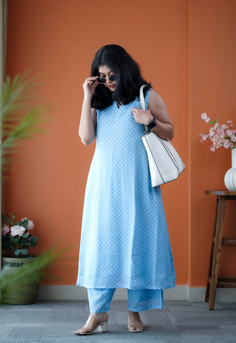 taara ice blue georgette co-ord set