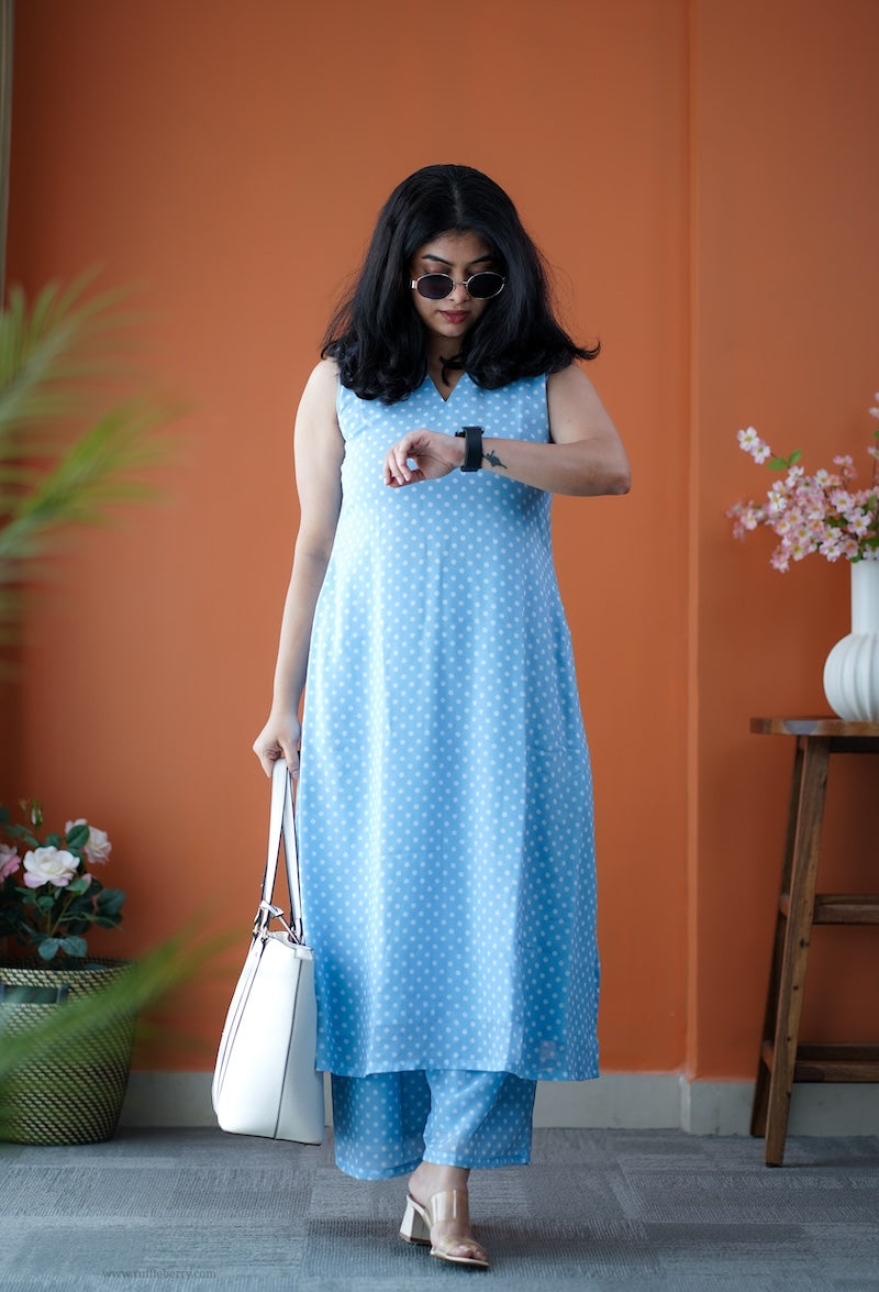 taara ice blue georgette co-ord set