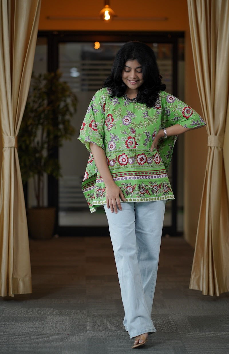 green kaftan short kurti