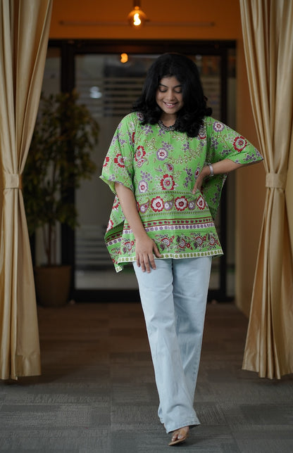 Green Kaftan Short Kurti