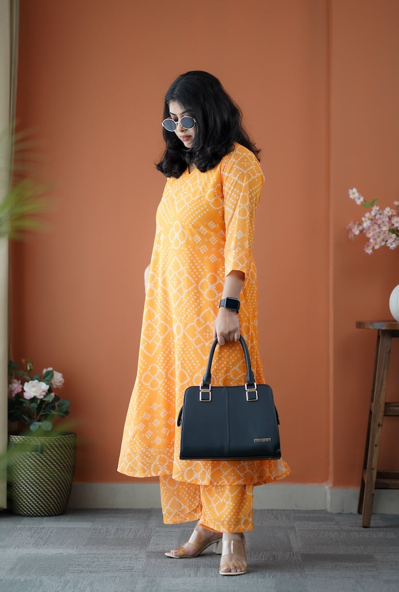 taara yellow georgette co-ord set