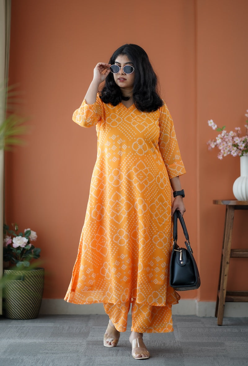 taara yellow georgette co-ord set