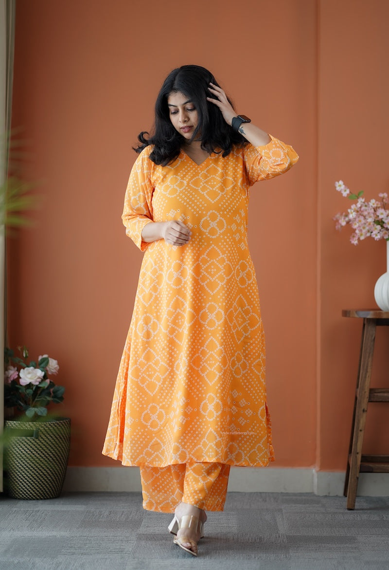 taara yellow georgette co-ord set