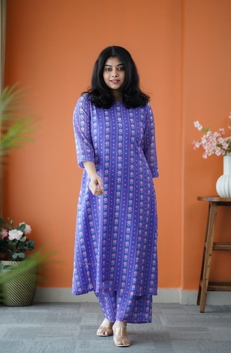 taara slate blue georgette co-ord set