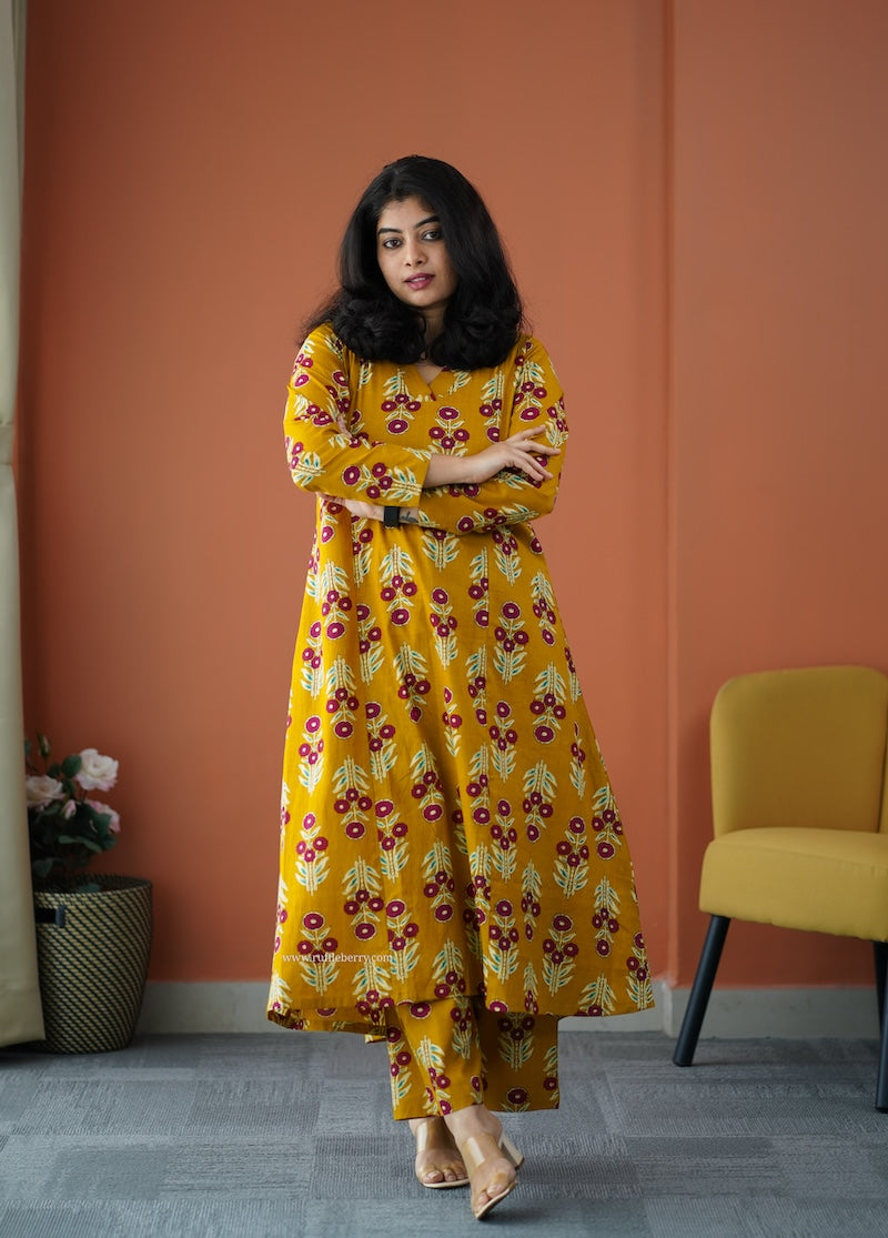 julie mustard cotton co-ord set