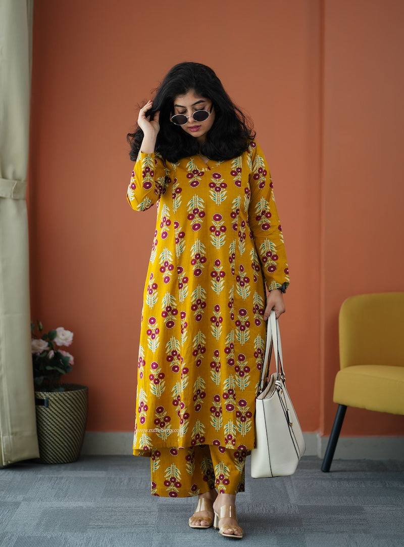 julie mustard cotton co-ord set