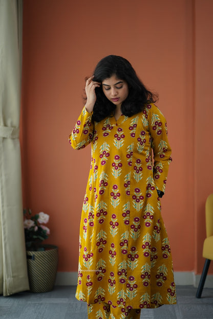 Julie Mustard Cotton Co-ord Set