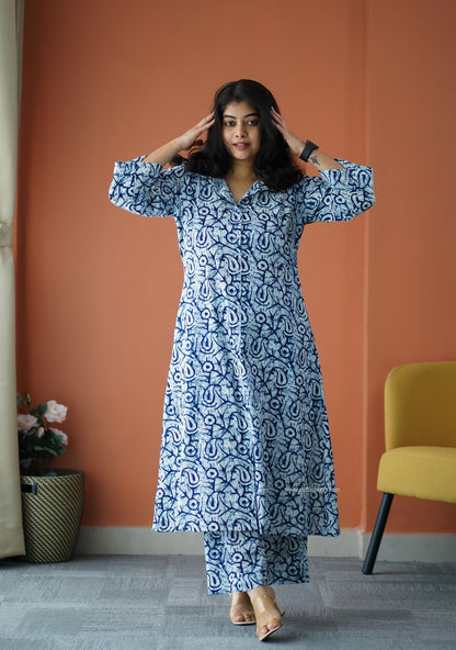 Julie Blue Cotton Co-ord Set