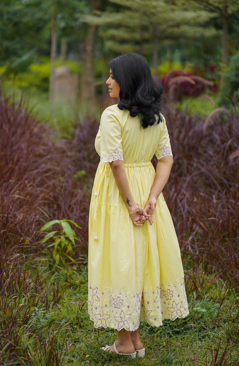 butter up embroidered cotton tier dress