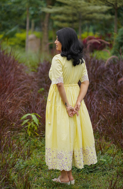 Butter Up Embroidered Cotton Tier Dress