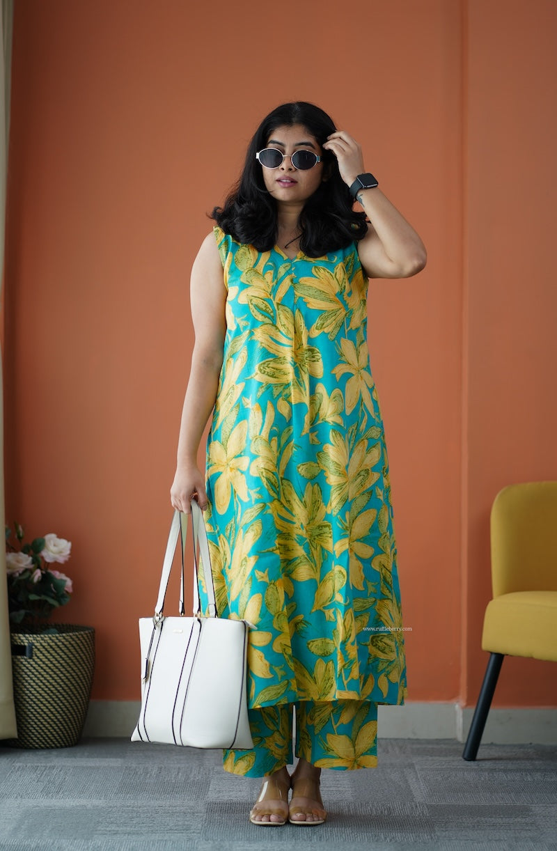 julie turquoise cotton co-ord set