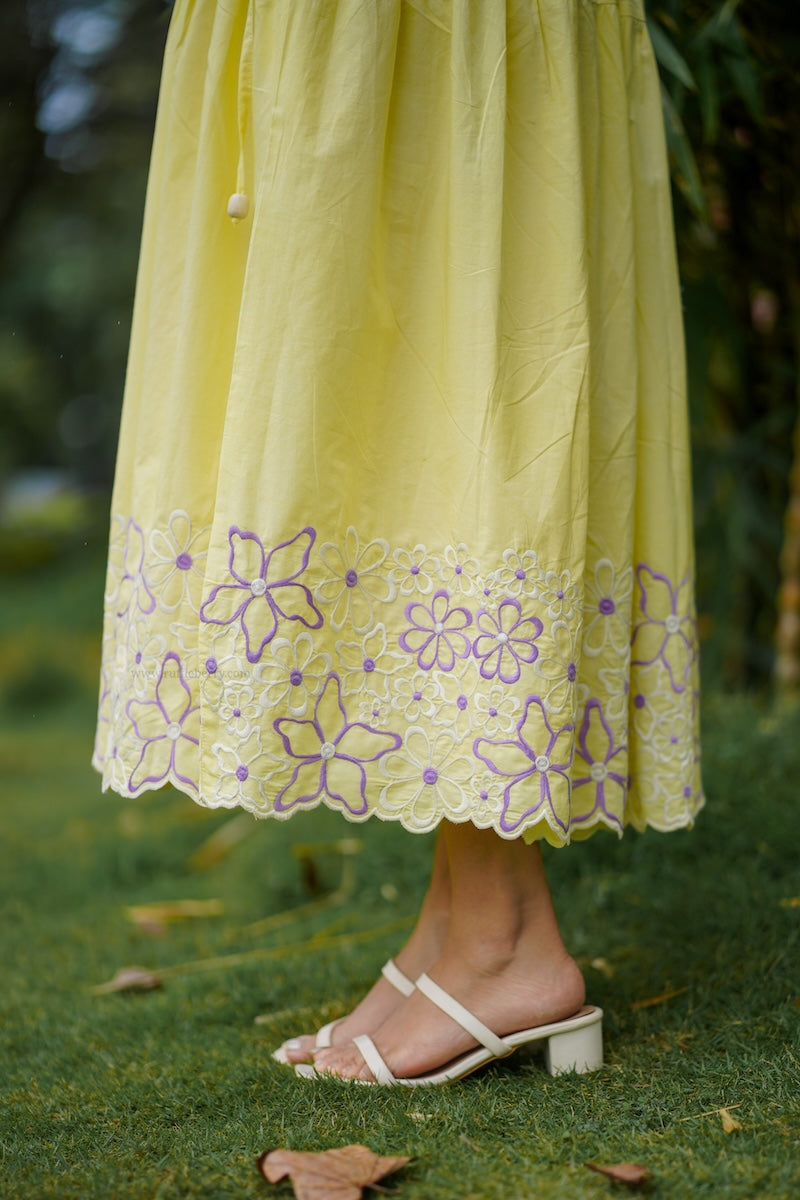 butter up embroidered cotton tier dress