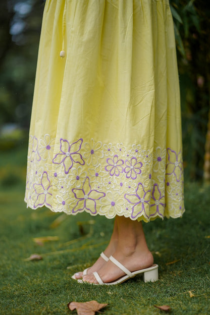 Butter Up Embroidered Cotton Tier Dress