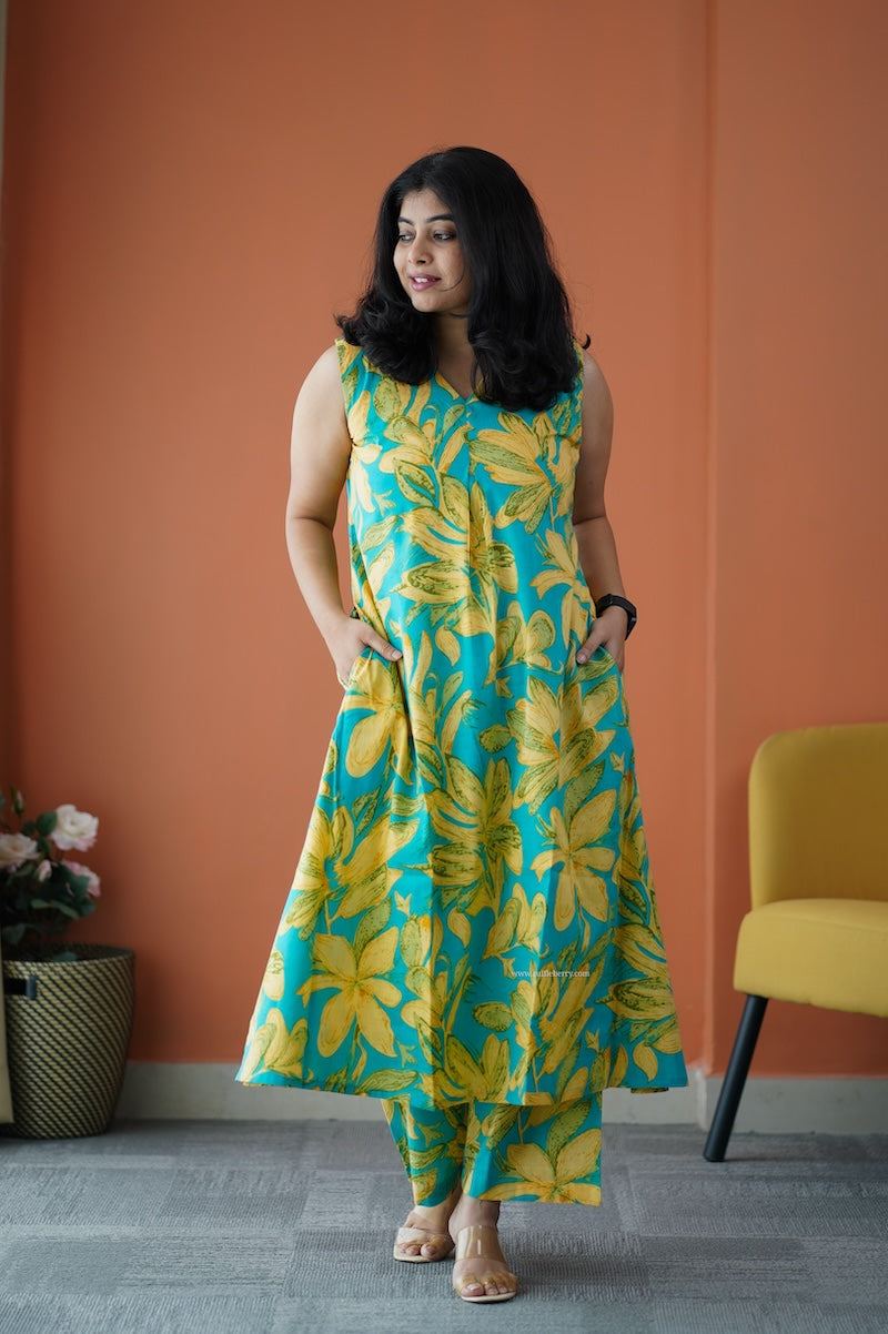 julie turquoise cotton co-ord set