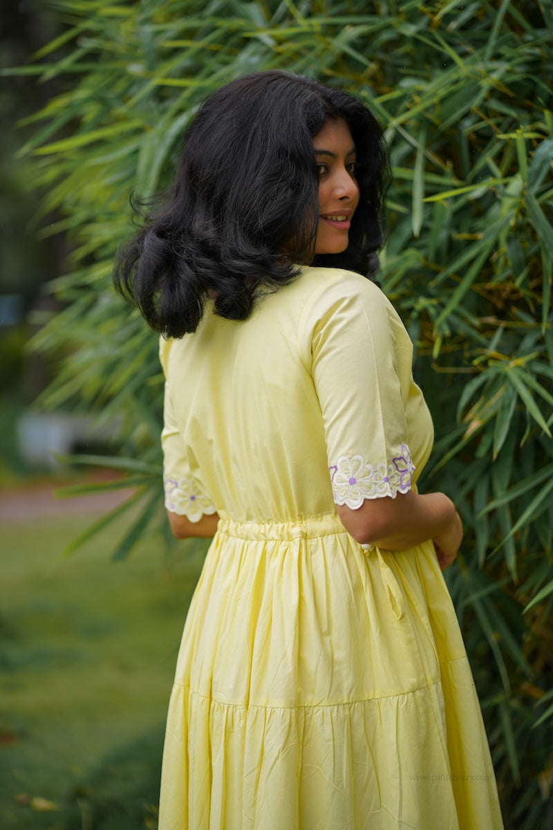 butter up embroidered cotton tier dress