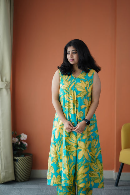 Julie Turquoise Cotton Co-ord Set
