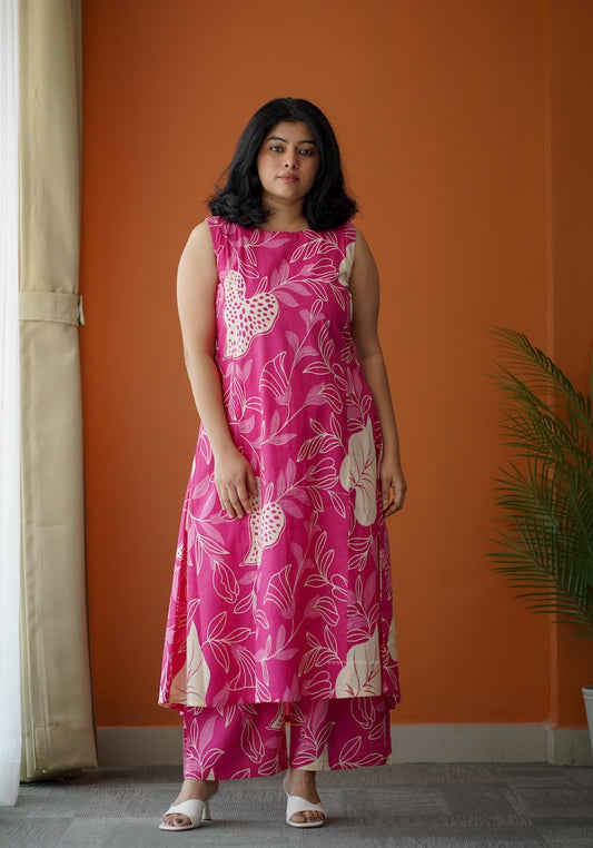 Bloom Pink Abstract Cotton Co-Ord Set