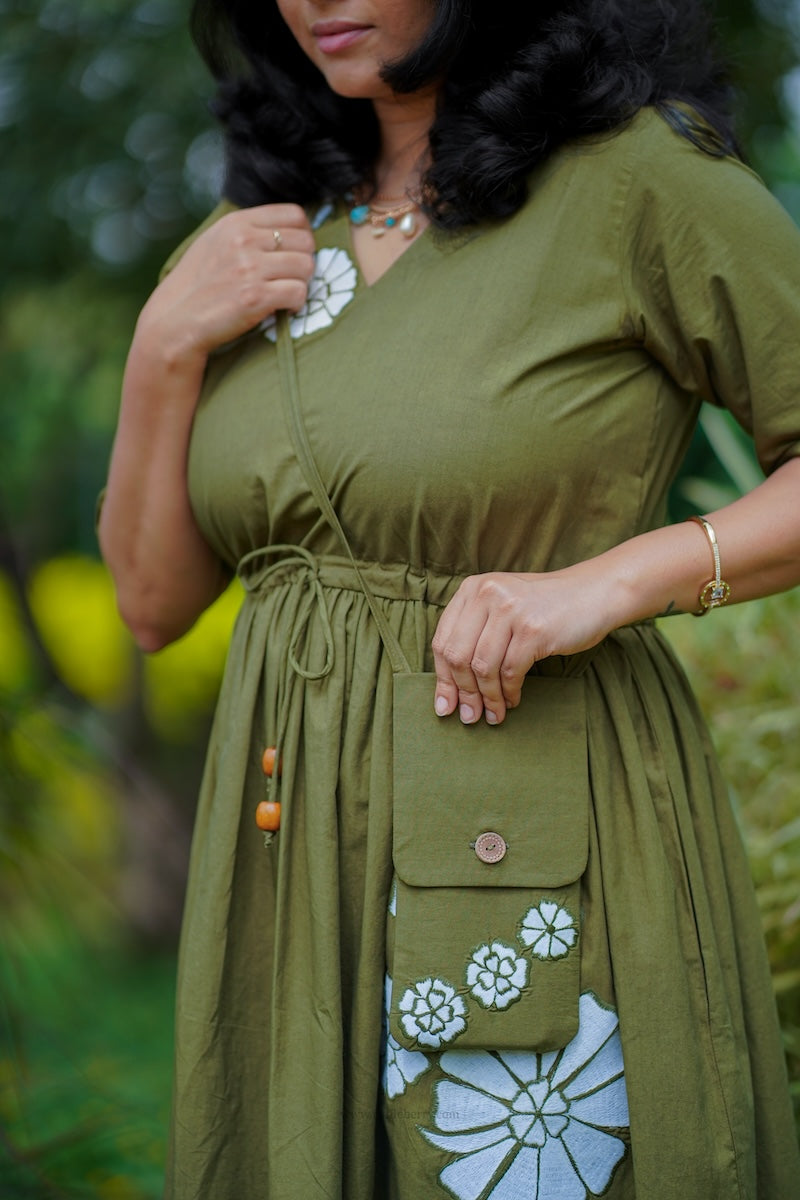 olive girl embroidered cotton maxi dress