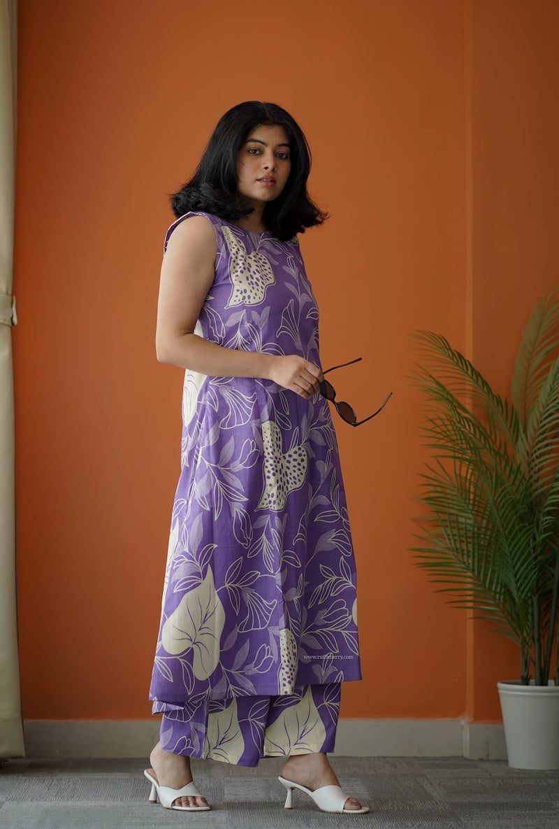 bloom lilac abstract cotton co-ord set