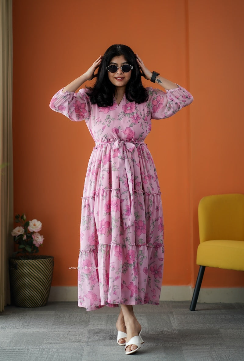 rimjim rose georgette tier dress