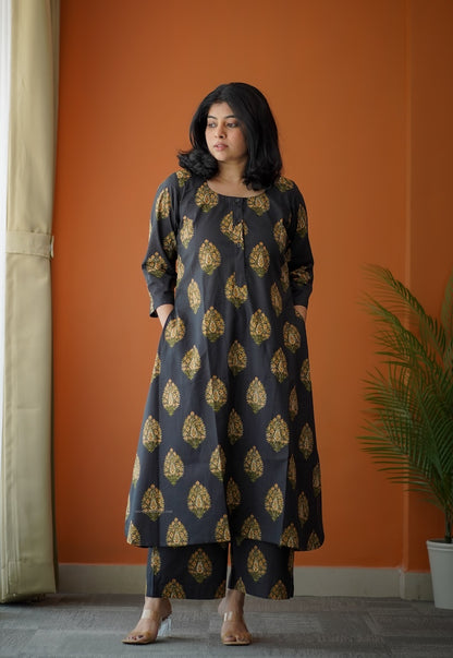 Bloom Black Cotton Co-Ord Set