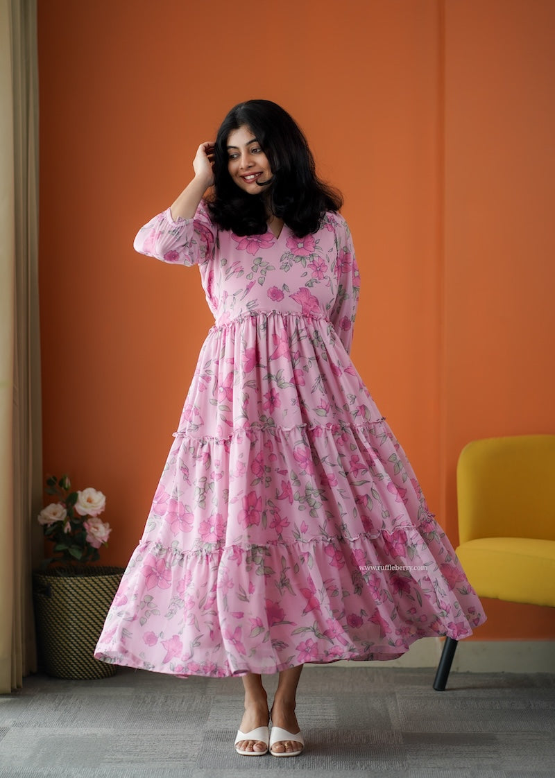 rimjim rose georgette tier dress