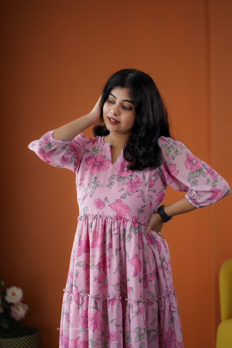 rimjim rose georgette tier dress